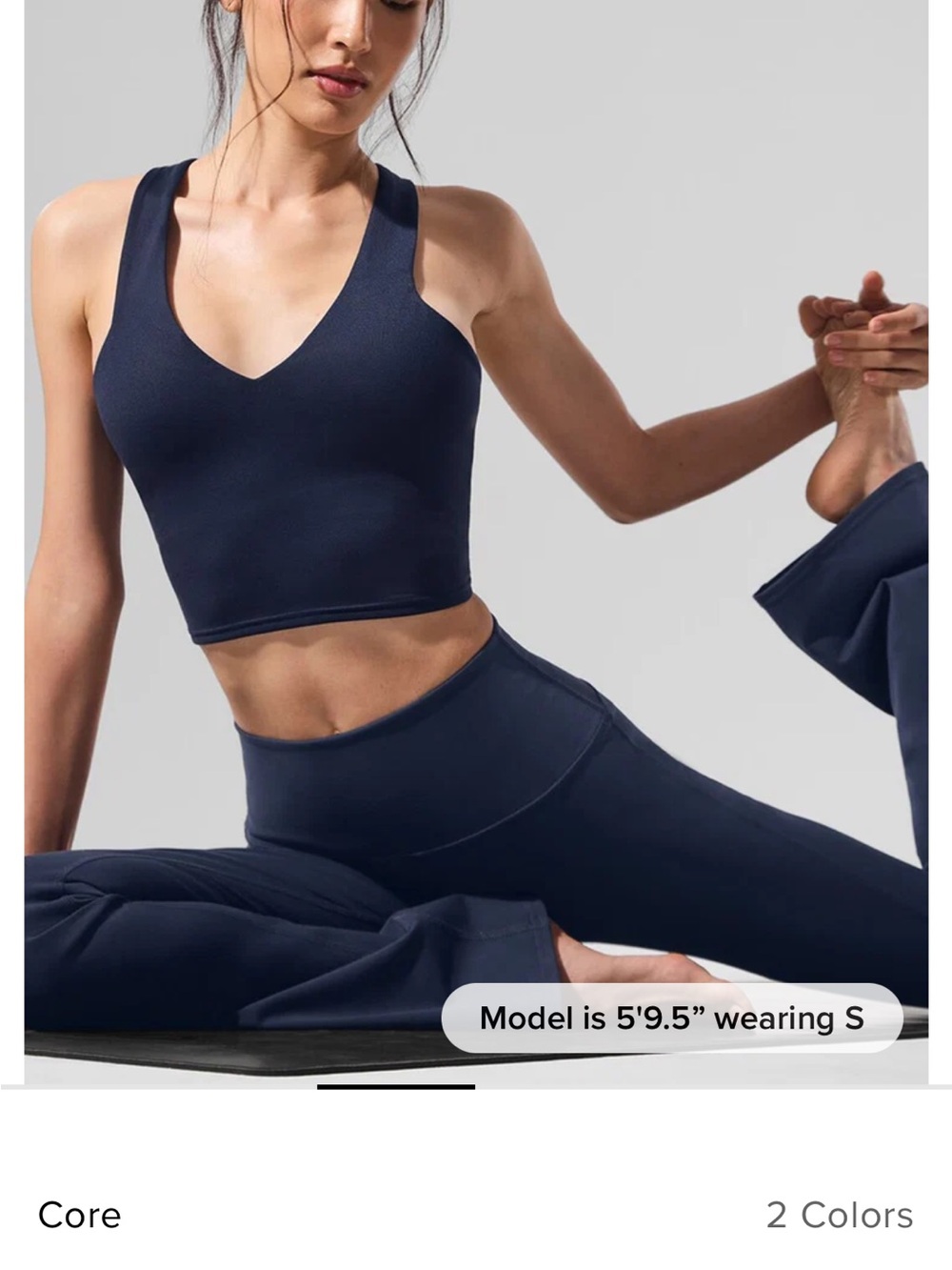 ALO BRAND NEW S V-Neck Longline Sports Bra - Navy